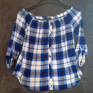 Juniors Blue Plaid shirt Size M